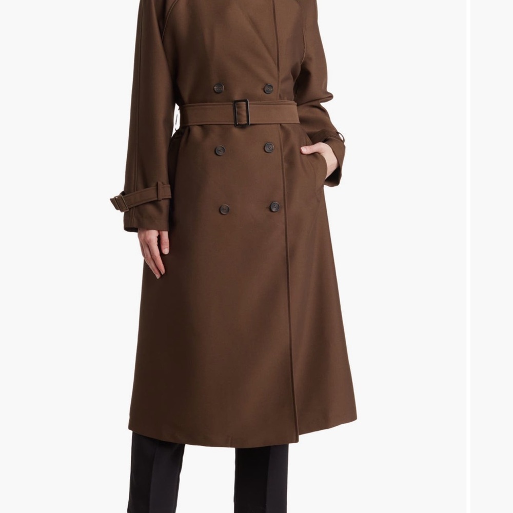 MELLODAY Double Breasted Trench Coat- Brown